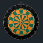 Dart Board: Orange, Dark Green, And Black Dart Board<br><div class="desc">Orange,  Dark Green,  And Black Colored Dart Board Game Including 6 Brass Darts</div>