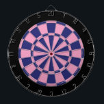 Dart Board: Pink, Navy, And Black Board<br><div class="desc">Pink,  Navy,  And Black Colored Dart Board Game Including 6 Brass Darts</div>