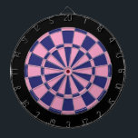 Dart Board: Pink, Navy, And Black Dart Board<br><div class="desc">Pink,  Navy,  And Black Colored Dart Board Game Including 6 Brass Darts</div>