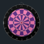 Dart Board: Pink, Purple, And Black Dart Board<br><div class="desc">Pink,  Purple,  And Black Colored Dart Board Game Including 6 Brass Darts</div>
