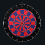 Dart Board: Red, Navy, And Black Dartboard<br><div class="desc">Red,  Navy,  And Black Colored Dart Board Game Including 6 Brass Darts</div>