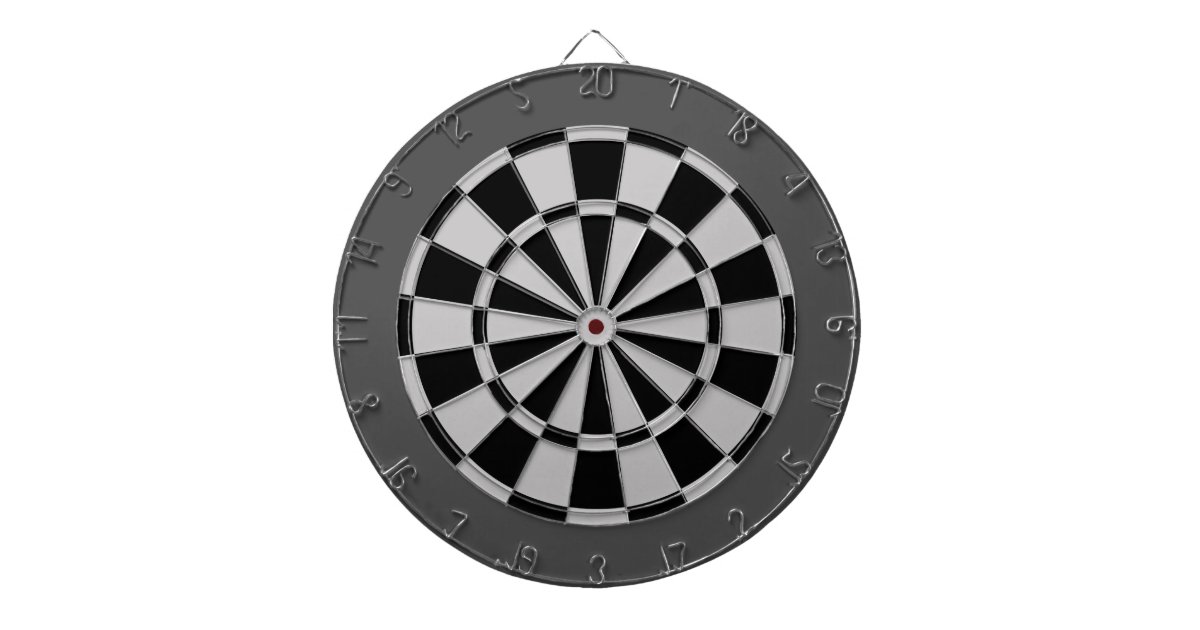 Dart Board Silver Gray, Black, And Charcoal Dartboard With Darts Zazzle