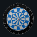 Dart Board: Silver Gray, Blue, And Black Dartboard<br><div class="desc">Silver Gray,  Blue,  And Black Colored Dart Board Game Including 6 Brass Darts</div>