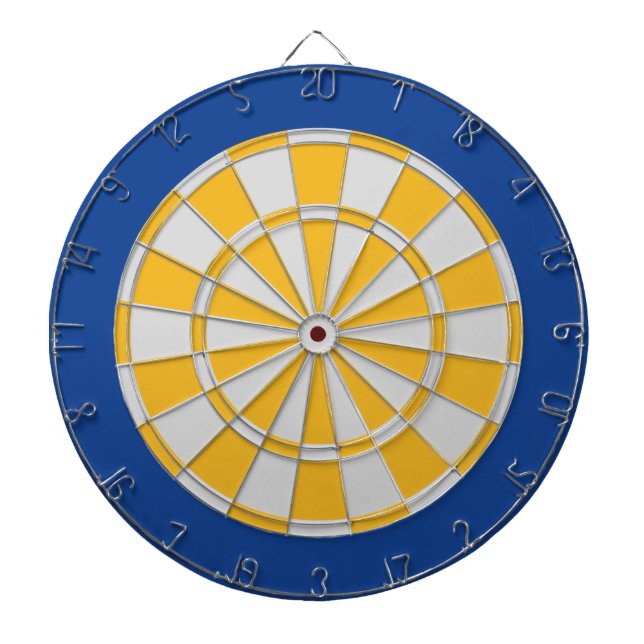 Dart Board: Silver Gray, Gold, And Blue Board (Front)
