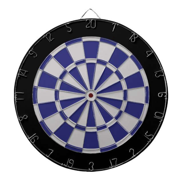 Dart Board: Silver Gray, Navy, And Black Dartboard (Front)