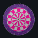 Dart Board: Silver Gray, Pink, And Purple Board<br><div class="desc">Silver Gray,  Pink,  And Purple Colored Dart Board Game Including 6 Brass Darts</div>