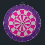 Dart Board: Silver Gray, Pink, And Purple Dart Board<br><div class="desc">Silver Gray,  Pink,  And Purple Colored Dart Board Game Including 6 Brass Darts</div>