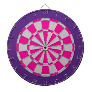 Dart Board: Silver Gray, Pink, And Purple Dart Board