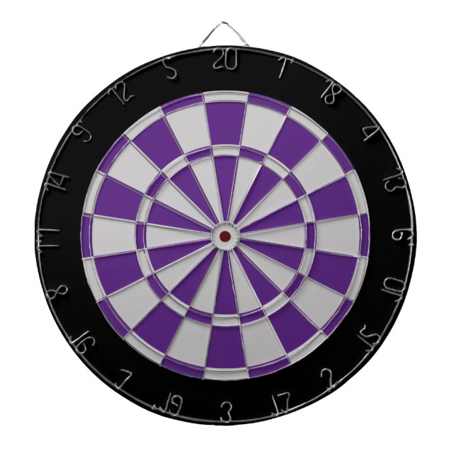 Dart Board: Silver Gray, Purple, And Black Dartboard (Front)