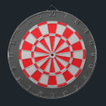 Dart Board: Silver Gray, Red, And Charcoal Board<br><div class="desc">Silver Gray,  Red,  And Charcoal Colored Dart Board Game Including 6 Brass Darts</div>