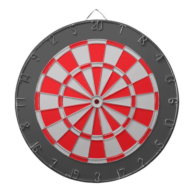 Dart Board: Silver Gray, Red, And Charcoal Board (Front)