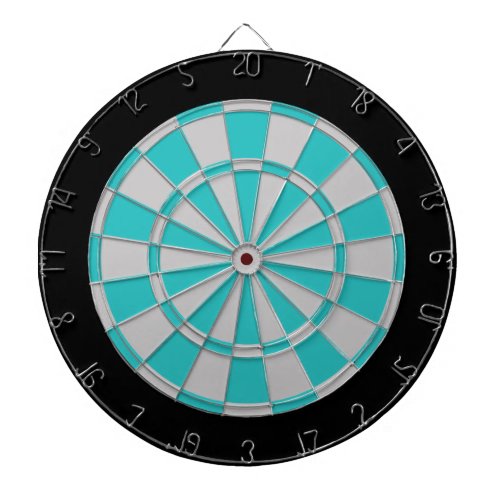 Dart Board Silver Gray Turquoise And Black Dartboard With Darts