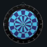 Dart Board: Sky Blue, Navy, And Black Board<br><div class="desc">Sky Blue, Navy, And Black Colored Dart Board Game Including 6 Brass Darts</div>