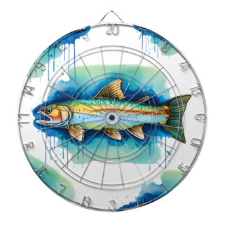 Dart Board  - Watercolor Series: Trout/Salmon
