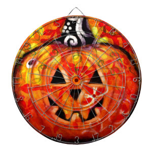 Dart Board - Whimsical Halloween Jack O Lantern