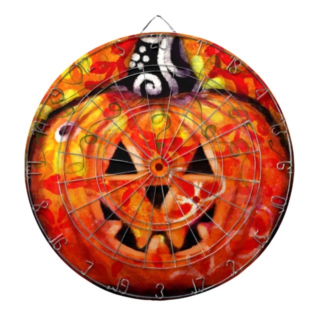 Dart Board - Whimsical Halloween Jack O Lantern (Front)