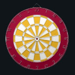 Dart Board: White, Gold, And Maroon Board<br><div class="desc">White,  Gold,  And Maroon Colored Dart Board Game Including 6 Brass Darts</div>