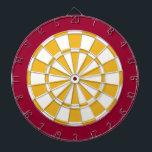 Dart Board: White, Gold, And Maroon Board<br><div class="desc">White,  Gold,  And Maroon Colored Dart Board Game Including 6 Brass Darts</div>