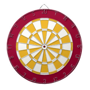 Dart Board: White, Gold, And Maroon Dart Board