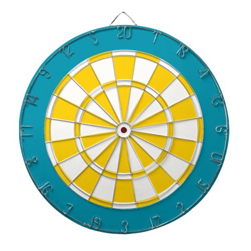 Dart Board White Golden Yellow And Teal Dartboard