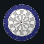 Dart Board: White, Gray, And Navy Board<br><div class="desc">White,  Gray,  And Navy Colored Dart Board Game Including 6 Brass Darts</div>