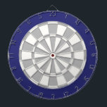 Dart Board: White, Gray, And Navy Board<br><div class="desc">White, Gray, And Navy Colored Dart Board Game Including 6 Brass Darts</div>