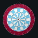 Dart Board: White, Light Blue, And Maroon Dartboard<br><div class="desc">White,  Light Blue,  And Maroon Colored Dart Board Game Including 6 Brass Darts</div>