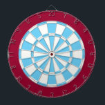 Dart Board: White, Light Blue, And Maroon Dartboard<br><div class="desc">White,  Light Blue,  And Maroon Colored Dart Board Game Including 6 Brass Darts</div>