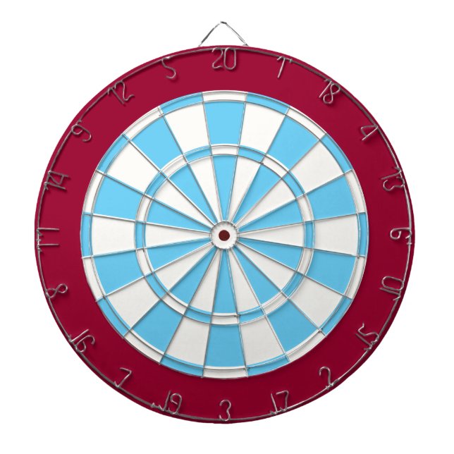 Dart Board: White, Light Blue, And Maroon Dartboard (Front)