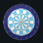 Dart Board: White, Light Blue, And Navy Dartboard<br><div class="desc">White,  Light Blue,  And Navy Colored Dart Board Game Including 6 Brass Darts</div>