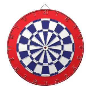 Dart Board: White, Navy Blue, And Red Board