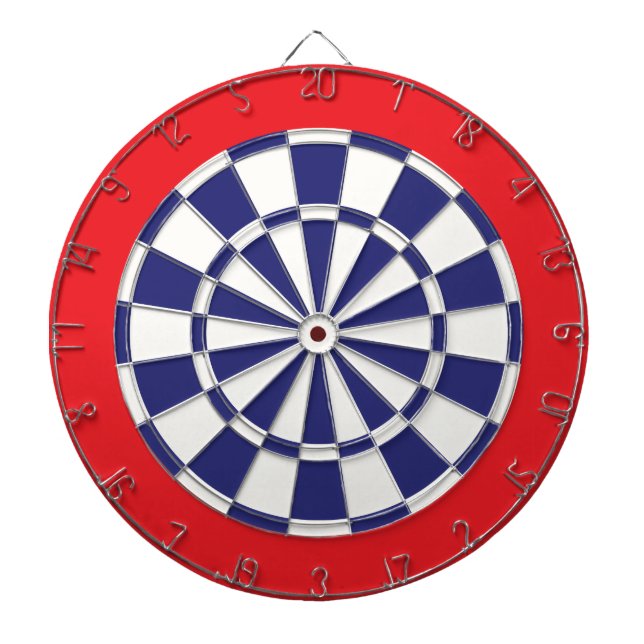 Dart Board: White, Navy Blue, And Red Board (Front)