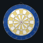 Dart Board: White, Old Gold, And Blue Dartboard With Darts<br><div class="desc">White,  Old Gold,  And Blue Colored Dart Board Game Including 6 Brass Darts</div>
