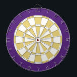 Dart Board: White, Old Gold, And Purple Dart Board<br><div class="desc">White,  Old Gold,  And Purple Colored Dart Board Game Including 6 Brass Darts</div>