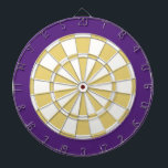 Dart Board: White, Old Gold, And Purple Dart Board<br><div class="desc">White,  Old Gold,  And Purple Colored Dart Board Game Including 6 Brass Darts</div>