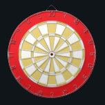 Dart Board: White, Old Gold, And Red Dartboard<br><div class="desc">White,  Old Gold,  And Red Colored Dart Board Game Including 6 Brass Darts</div>