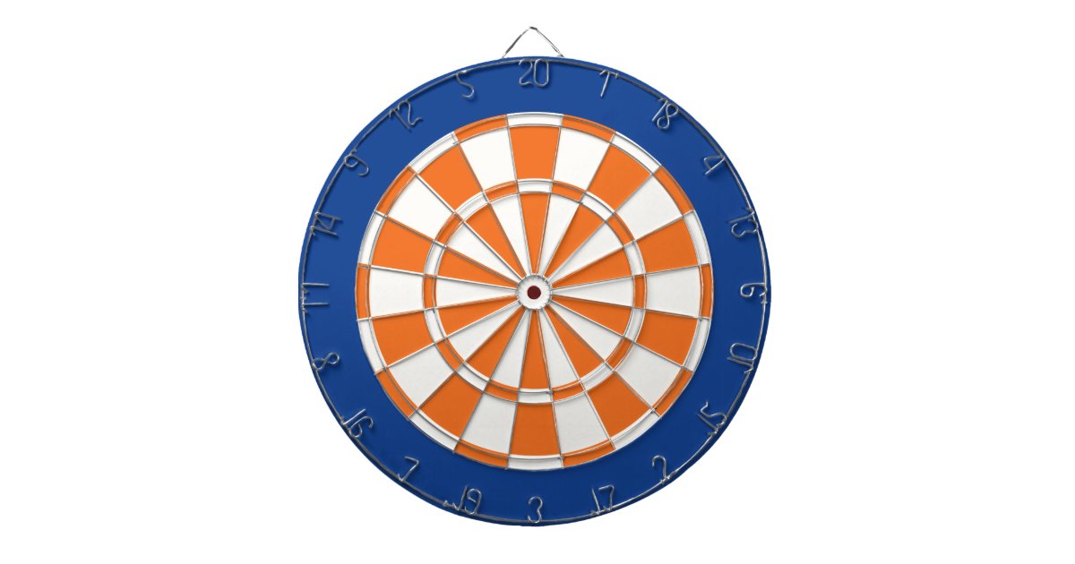 Dart Board White, Orange, And Blue Dartboard Zazzle