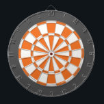 Dart Board: White, Orange, And Charcoal Gray Board<br><div class="desc">White,  Orange,  And Charcoal Gray Colored Dart Board Game Including 6 Brass Darts</div>