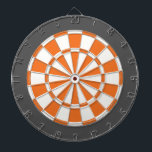 Dart Board: White, Orange, And Charcoal Gray Board<br><div class="desc">White,  Orange,  And Charcoal Gray Colored Dart Board Game Including 6 Brass Darts</div>