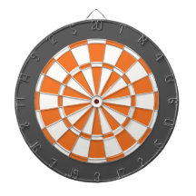 Dart Board: White, Orange, And Charcoal Gray