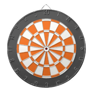 Dart Board: White, Orange, And Charcoal Gray Dart Board