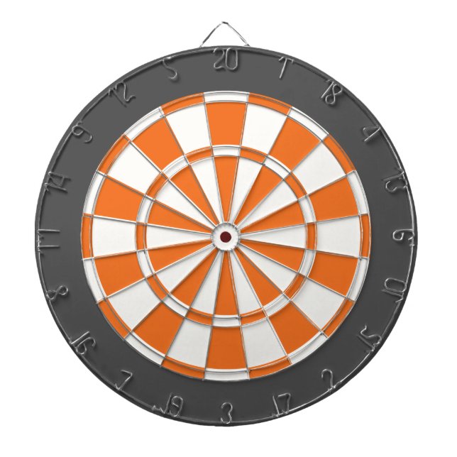 Dart Board: White, Orange, And Charcoal Gray Dart Board (Front)