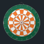 Dart Board: White, Orange, And Dark Green Board<br><div class="desc">White,  Orange,  And Dark Green Colored Dart Board Game Including 6 Brass Darts</div>