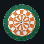 Dart Board: White, Orange, And Dark Green Dart Board<br><div class="desc">White,  Orange,  And Dark Green Colored Dart Board Game Including 6 Brass Darts</div>