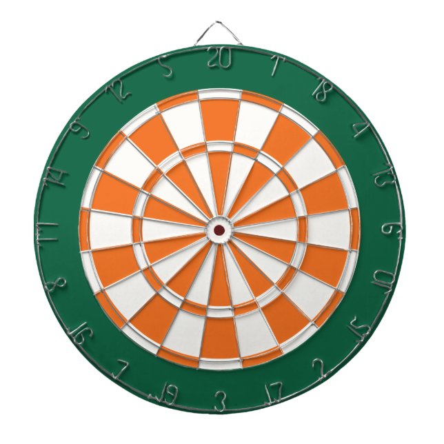 Dart Board: White, Orange, And Dark Green Dart Board (Front)