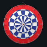 Dart Board: White, Royal Blue, And Red Dartboard<br><div class="desc">White,  Royal Blue,  And Red Colored Dart Board Game Including 6 Brass Darts</div>