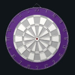 Dart Board: White, Silver Gray, And Purple Dartboard With Darts<br><div class="desc">White,  Silver Gray,  And Purple Colored Dart Board Game Including 6 Brass Darts</div>