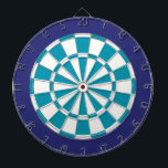 Dart Board: White, Teal, And Navy Blue Dartboard<br><div class="desc">White,  Teal,  And Navy Blue Colored Dart Board Game Including 6 Brass Darts</div>