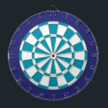Dart Board: White, Teal, And Navy Blue Dartboard<br><div class="desc">White,  Teal,  And Navy Blue Colored Dart Board Game Including 6 Brass Darts</div>
