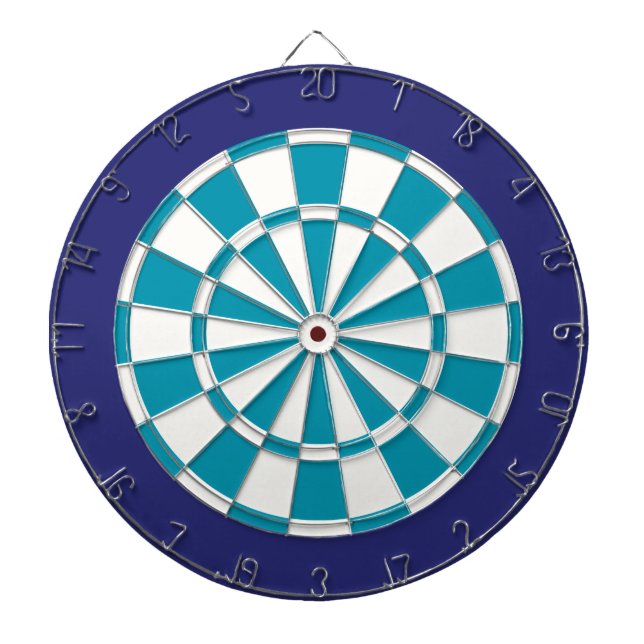 Dart Board: White, Teal, And Navy Blue Dartboard (Front)
